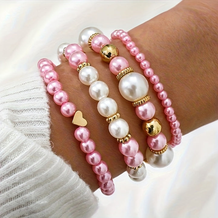 Ensemble de Bracelets - Cœurs et Perles Délicates, vue détail