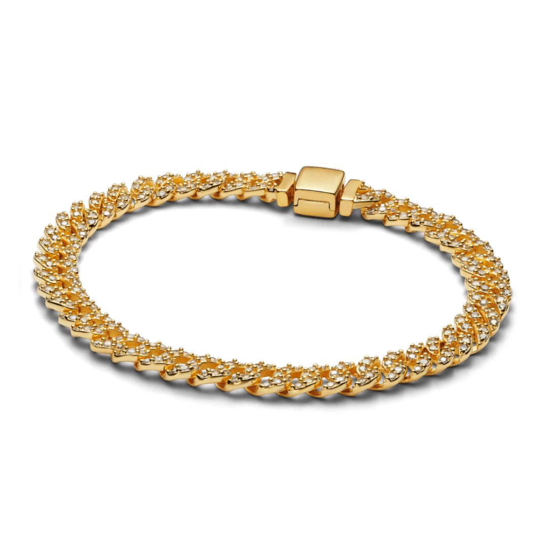 Bracelet maille cubaine avec pierres scintillantes