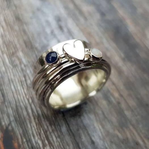 Bague cœur argentée scintillante
