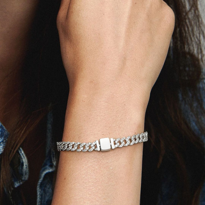Bracelet maille cubaine avec pierres scintillantes