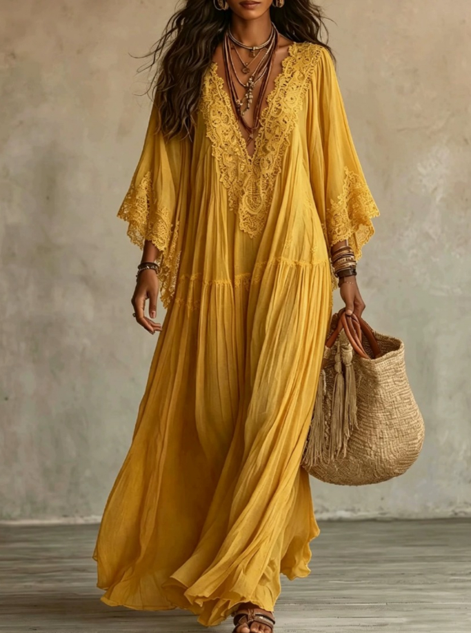 Celeste robe longue safran