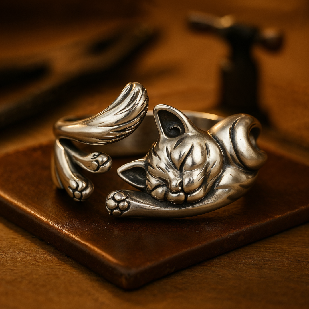 Bague - Silhouette de Chat Vintage