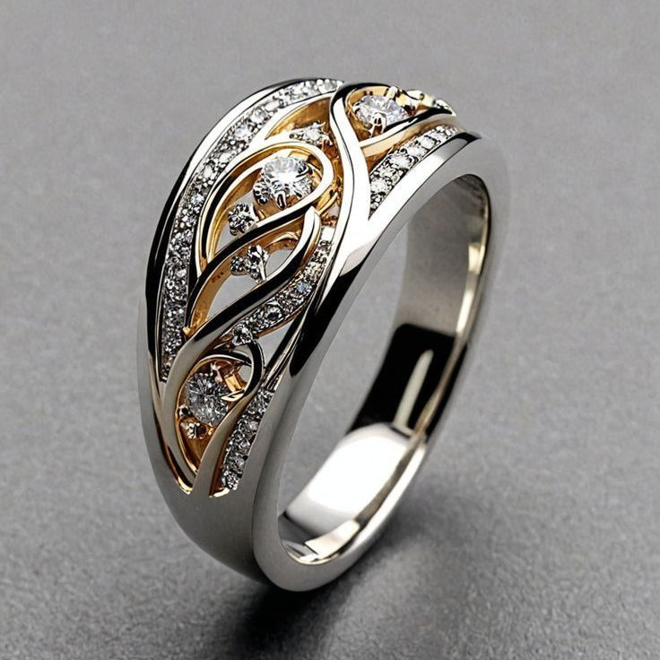 Bague câble bicolore argentée et dorée