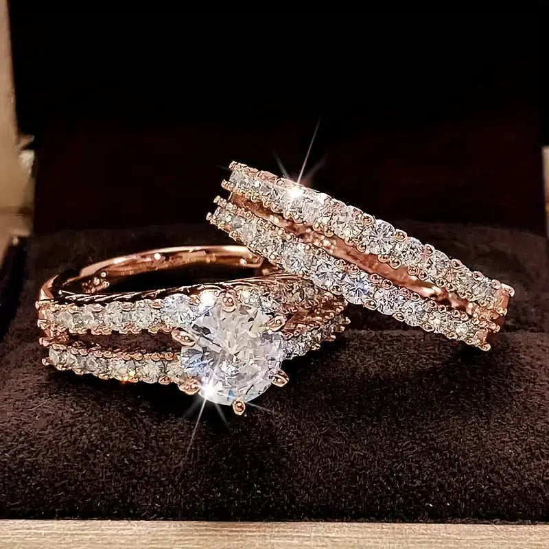 Ensemble de Bagues - Trois Éclats à Superposer, teinte Or Rose