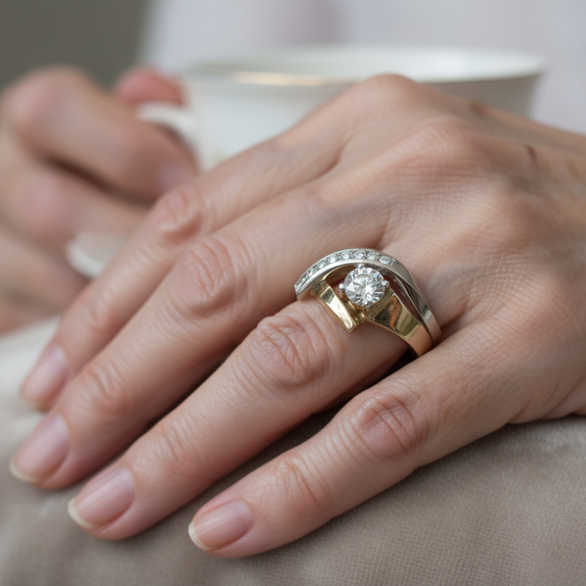 Bague - Duo Doré et Argenté, mise en situation