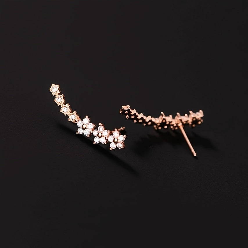 Boucles d'Oreilles - Douceur Florale Éternelle, teinte Or Rose