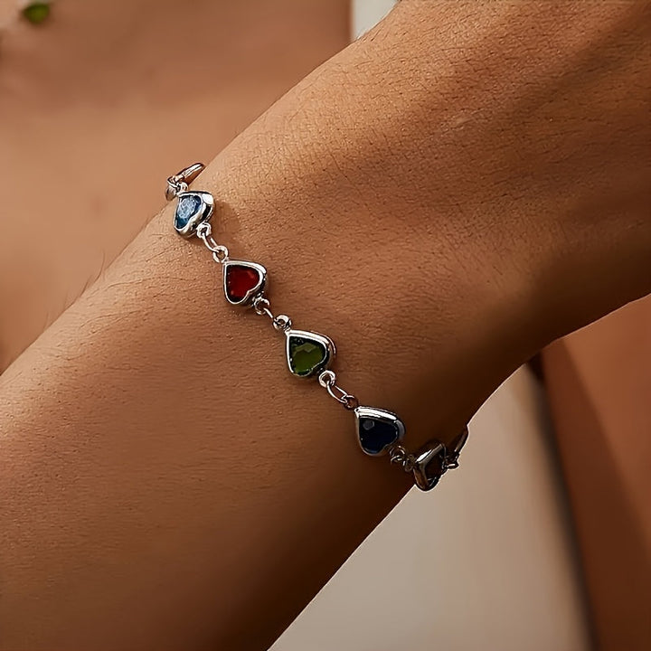 Bracelet - Éclat en Forme de Cœur, teinte Argent