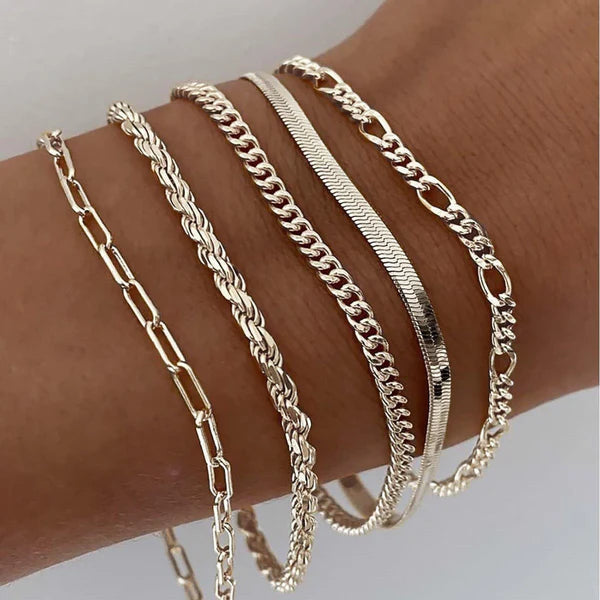 Set de Bracelets - Reflets Dorés Superposés, teinte Or blanc