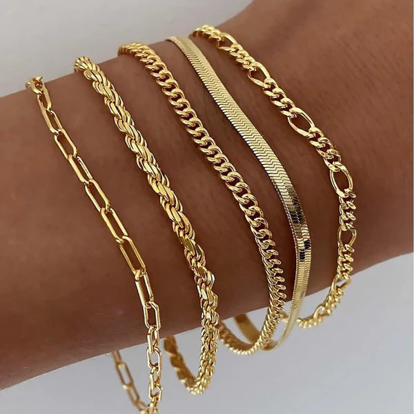 Set de Bracelets - Reflets Dorés Superposés, teinte Or