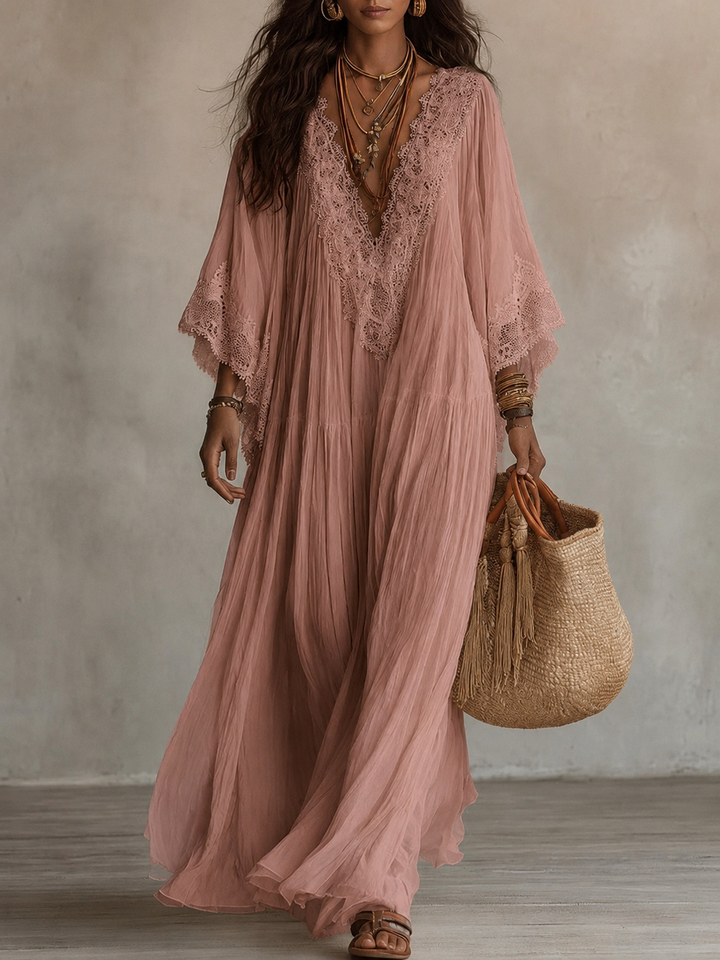Celeste robe longue rose