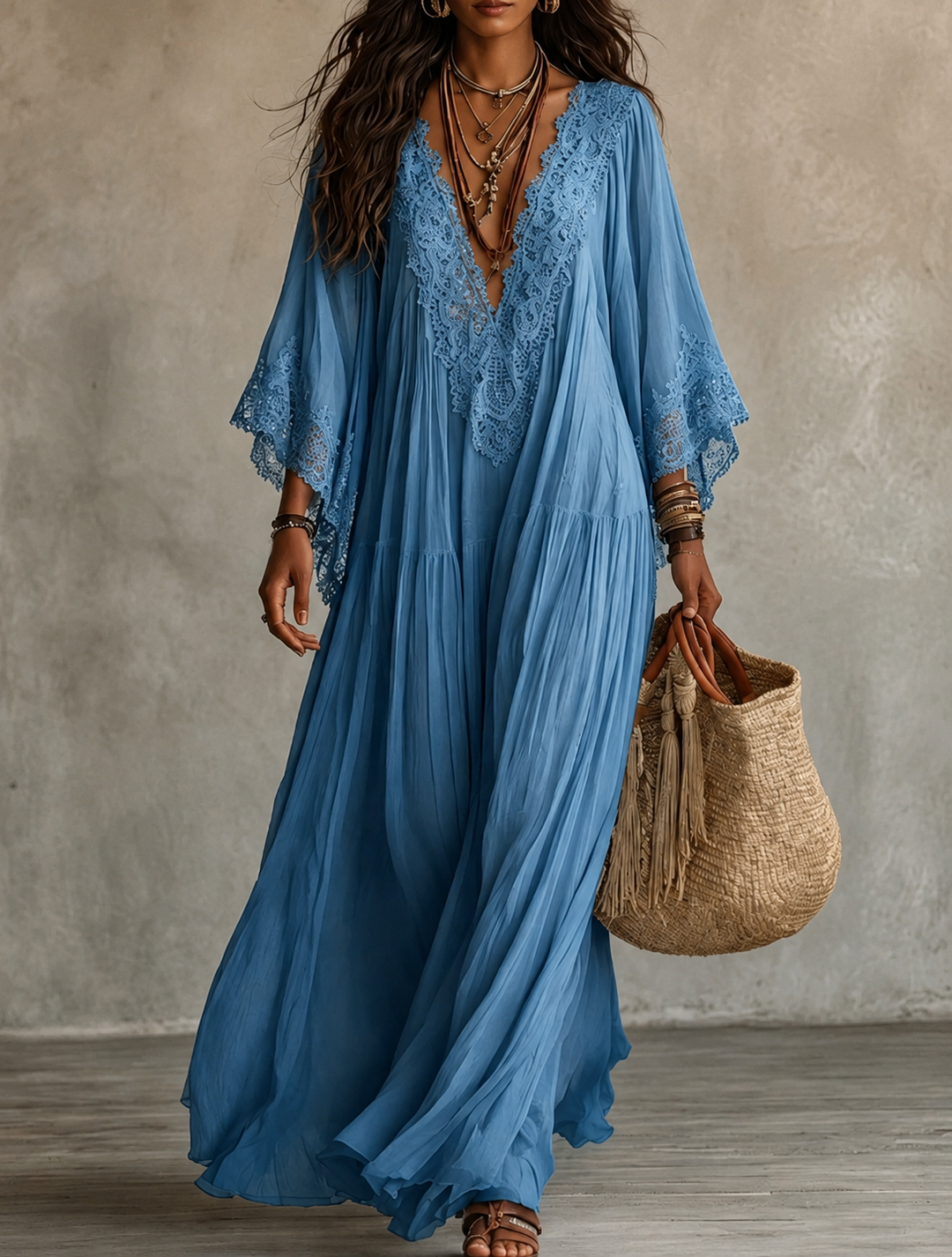 Celeste robe longue bleu horizon