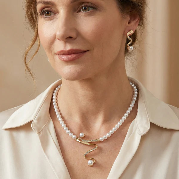 Ensemble Collier & Boucles d'Oreilles - Perles Naturelles, vue détail