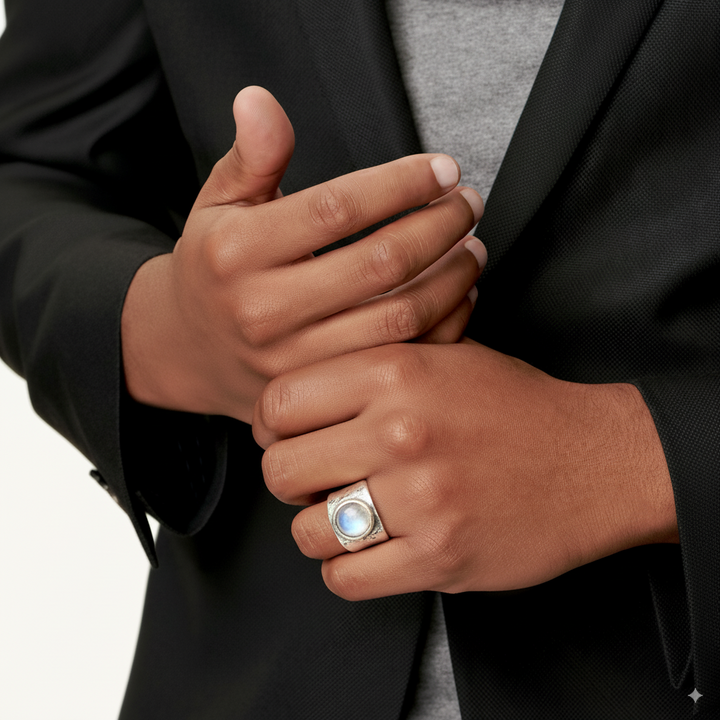 Bague Boho en Pierre de Lune, mise en situation