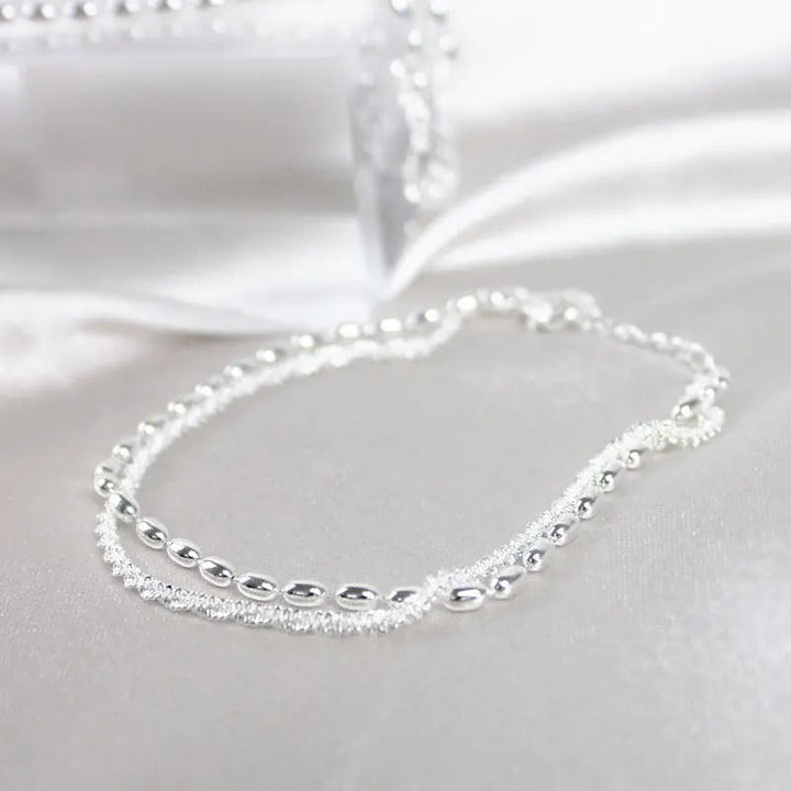 Bracelet double rang argenté avec zircons