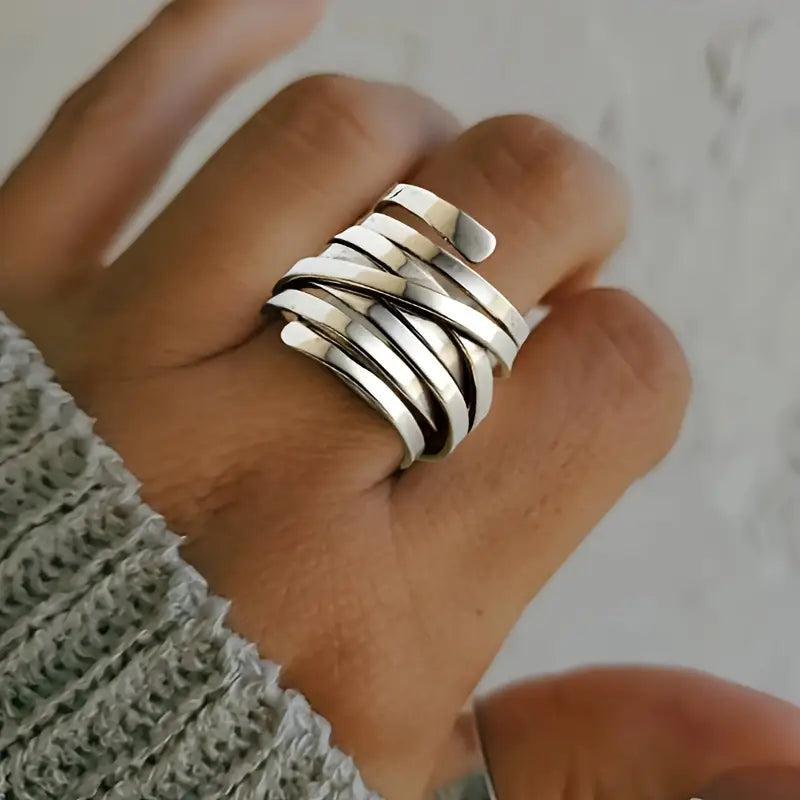 Bague en Argent Vintage Élégante, vue détail