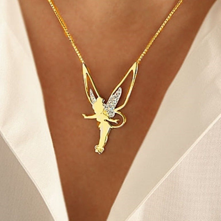 Collier pendentif fée doré