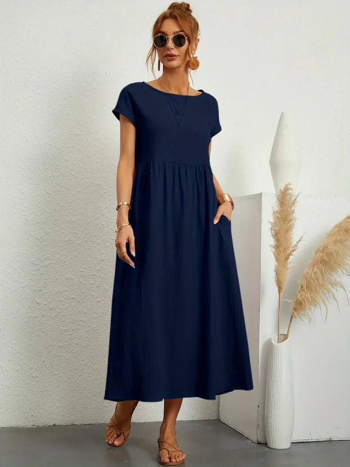 Aurélie - robe midi, vue Bleu Marine