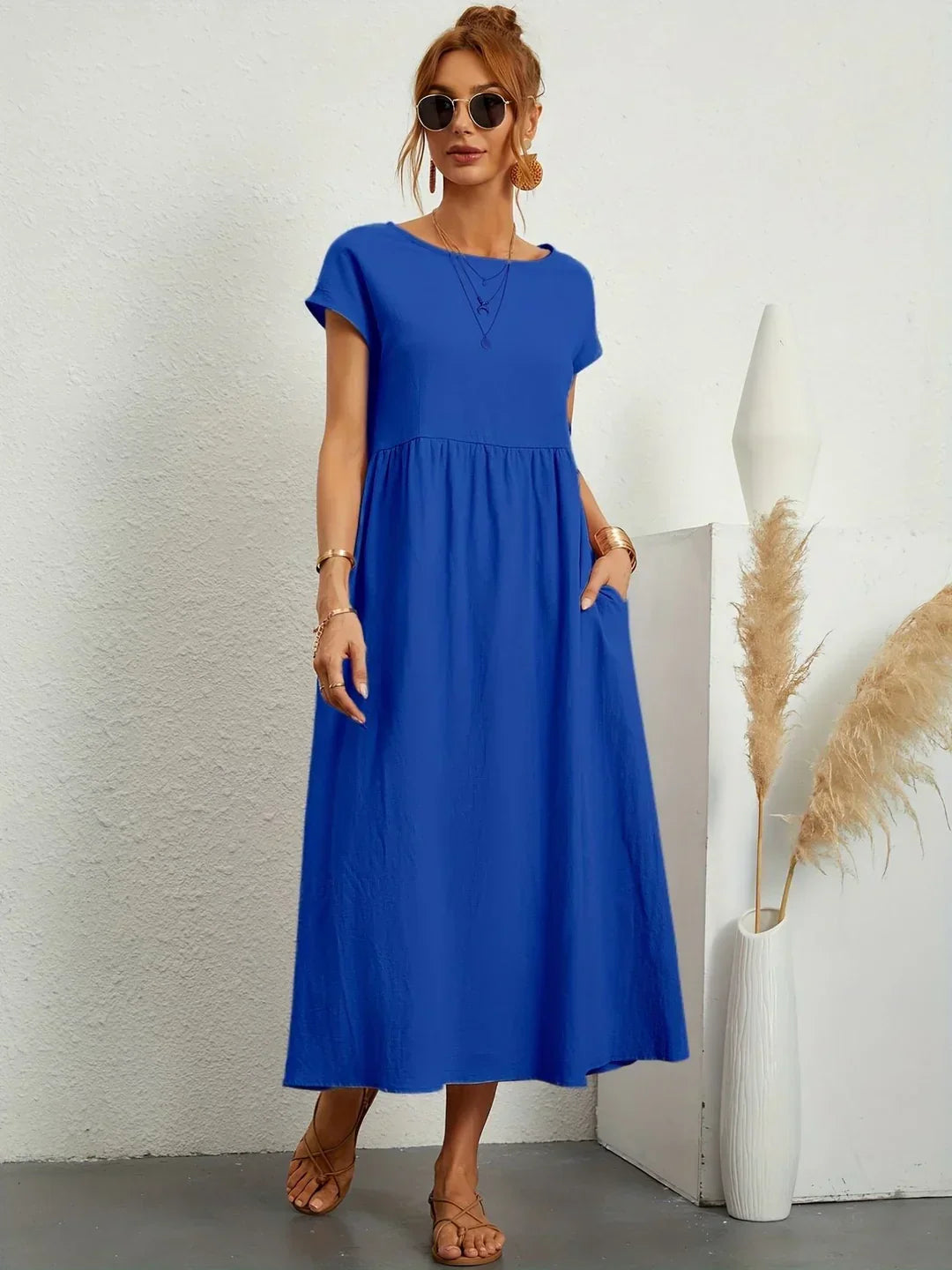 Aurélie - robe midi, vue Bleu Azur