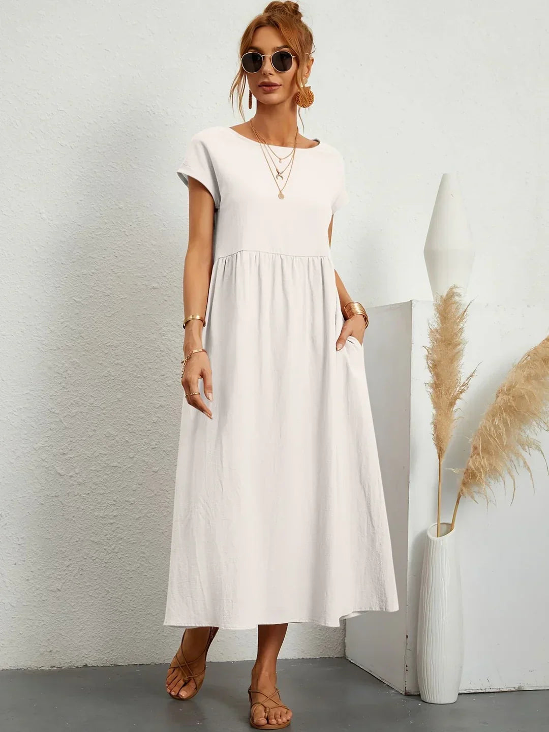 Aurélie - robe midi, vue Blanc