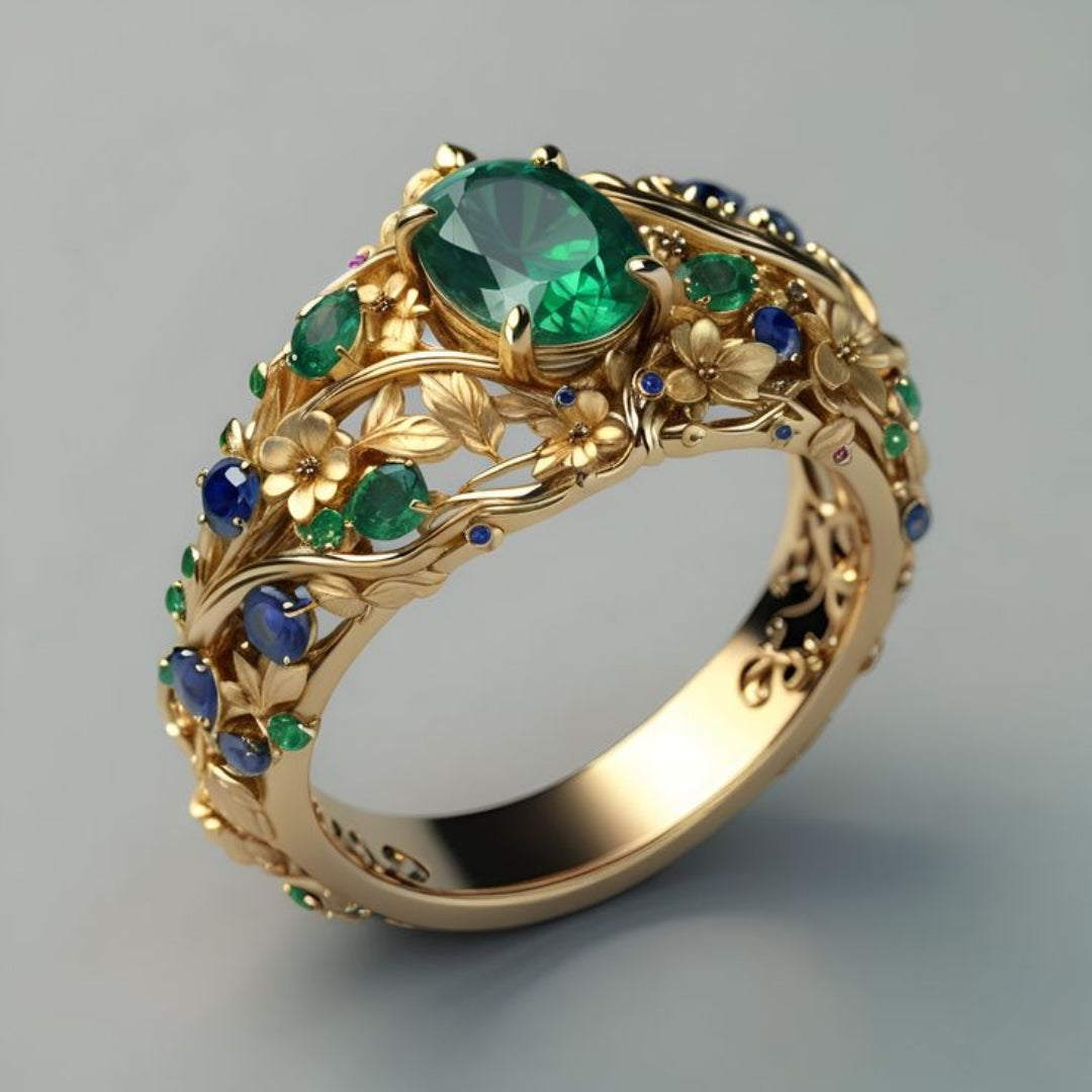 Bague - Émeraude et Saphir