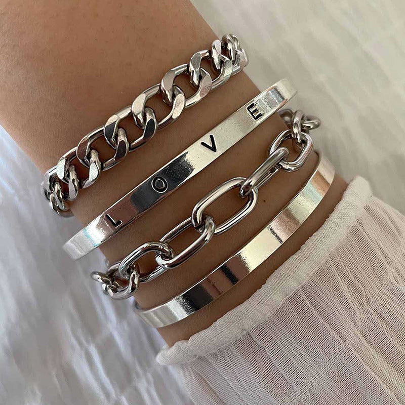 Ensemble de bracelets argentés