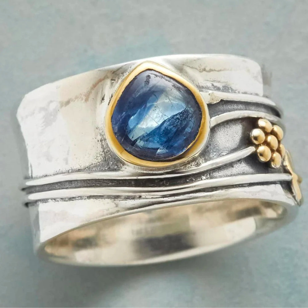 Bague - Saphir Bleu Vintage, vue détail