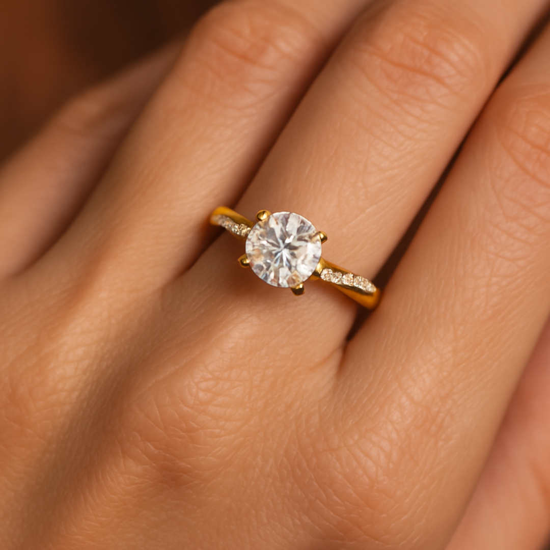 Bague plaquée or avec cristal