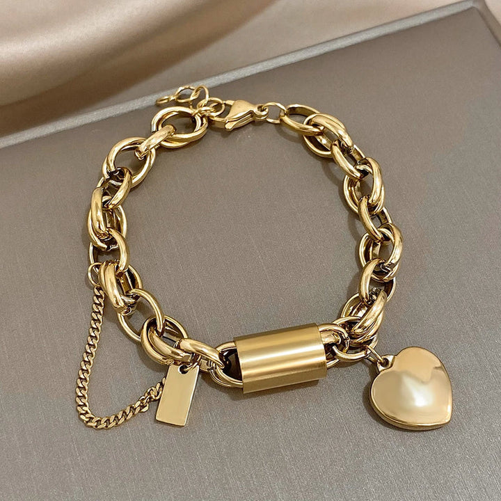 Bracelet - Chaîne Épaisse et Dorée, teinte Or