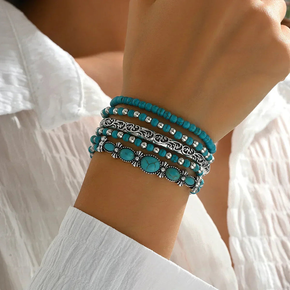 Bracelets Bohèmes - Perles de Turquoise, vue détail
