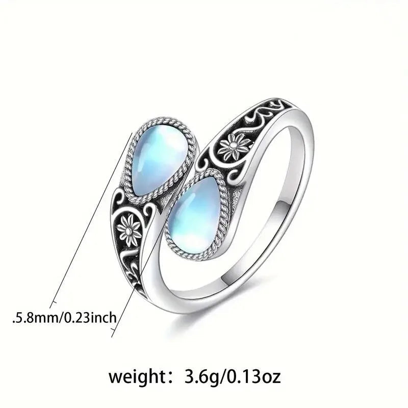 Bague fleur pierre de lune