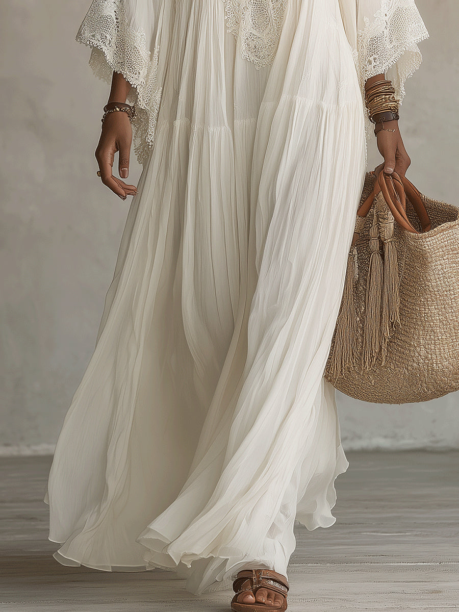 Celeste robe longue blanc detail 2