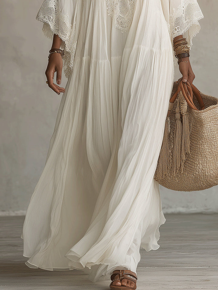 Celeste robe longue blanc detail 2