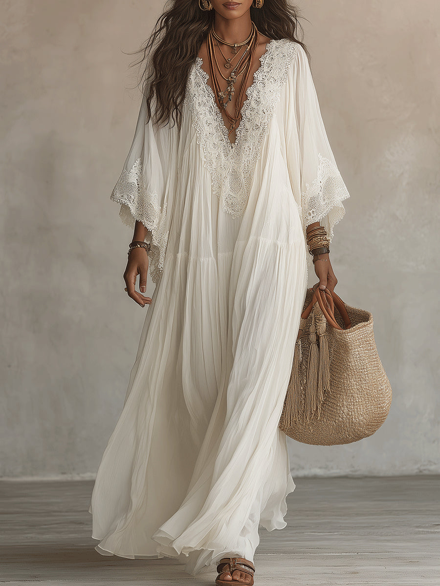 Celeste robe longue blanc