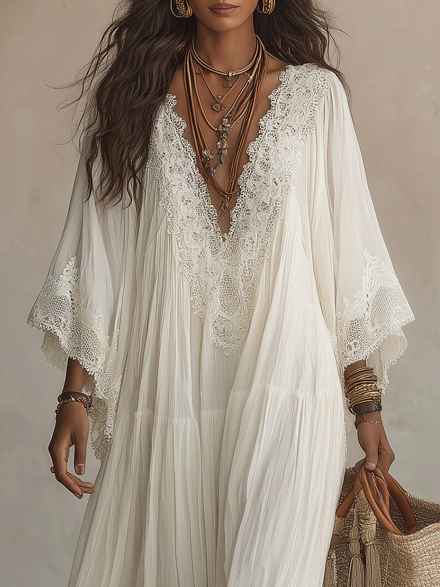 Celeste robe longue blanc detail