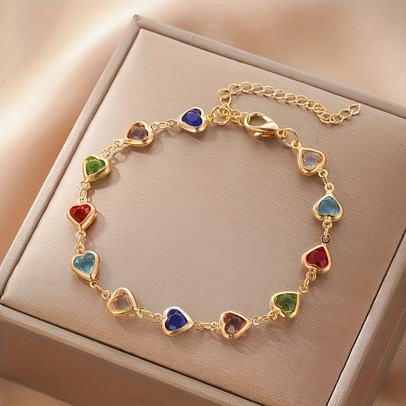 Bracelet - Éclat en Forme de Cœur, teinte Or