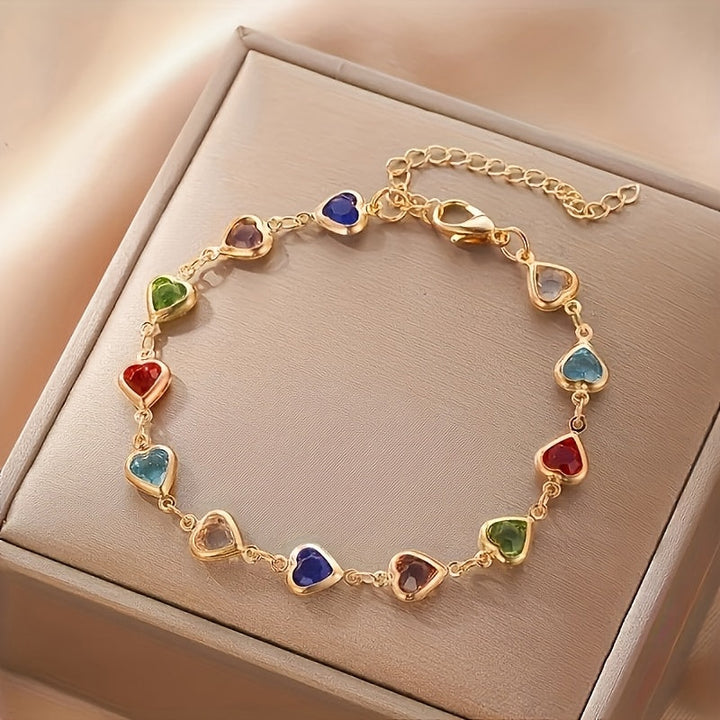 Bracelet - Éclat en Forme de Cœur, teinte Or