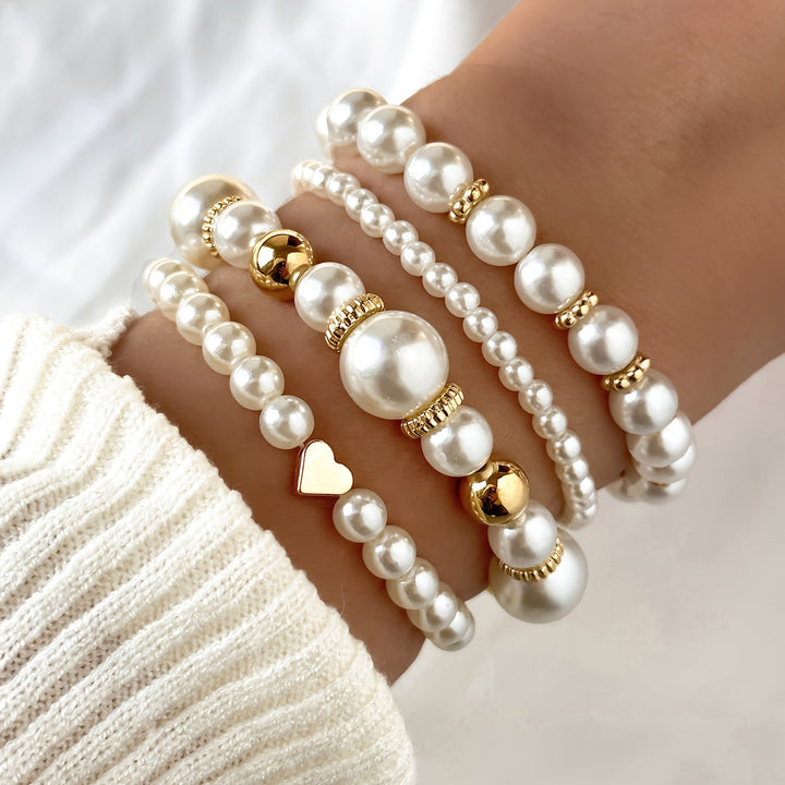 Ensemble de Bracelets - Cœurs et Perles Délicates