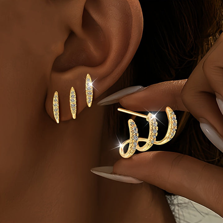 Boucles d'Oreilles - Éclat Strass Précieux, teinte Or