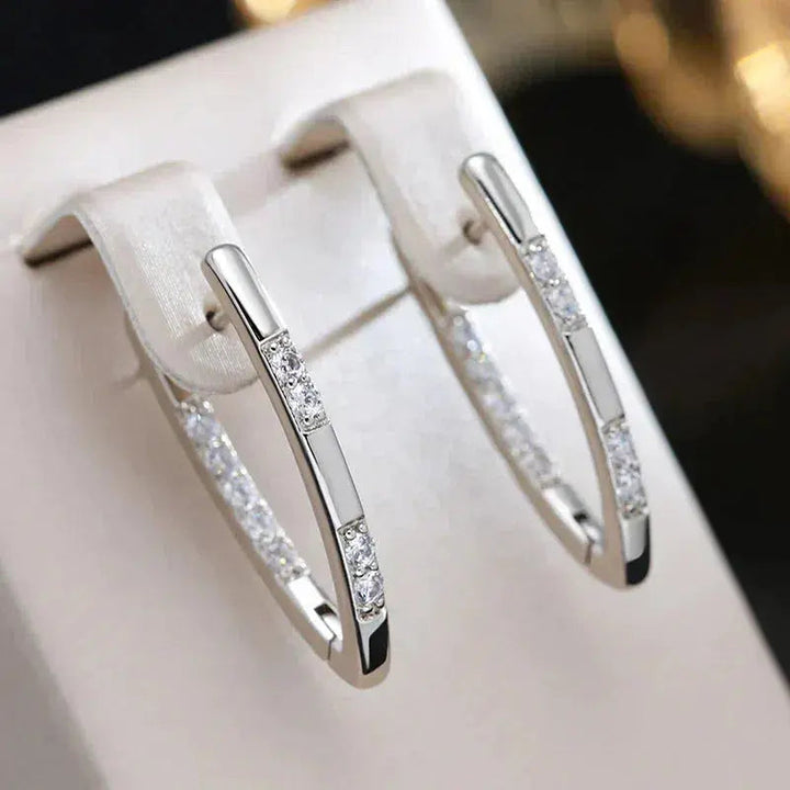 Boucles d'Oreilles - Sophistication en Zirconium, teinte Argent