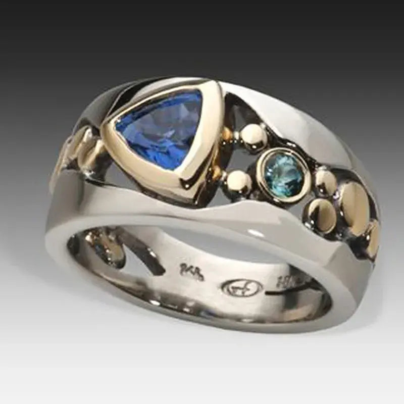 Bague vintage avec cristal bleu