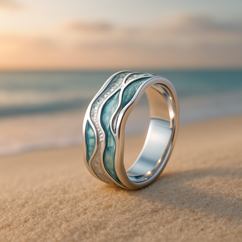 Bague - Ondes Turquoise Argentée