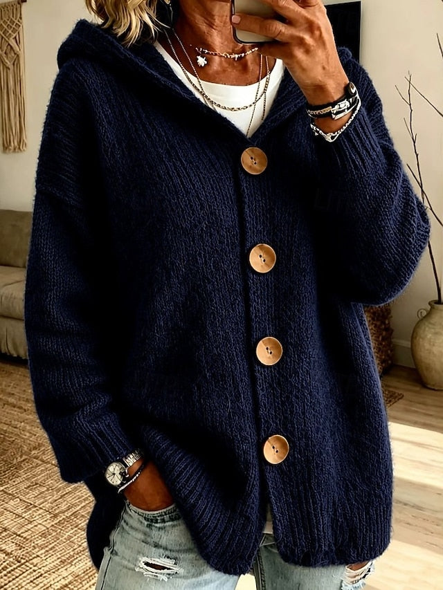 Gilet long à capuche bleu marine