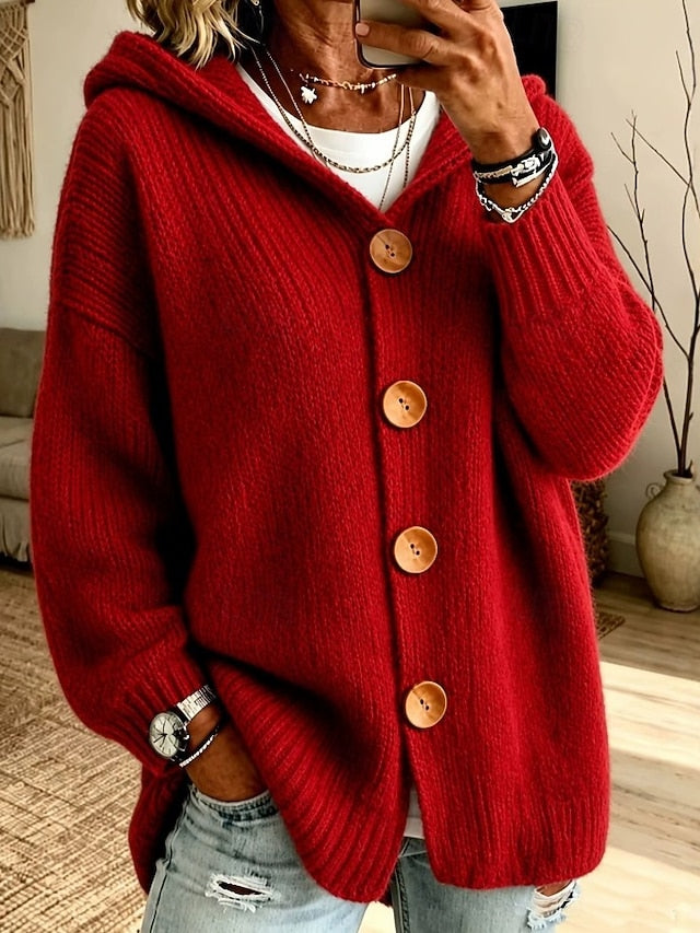Gilet long à capuche rouge